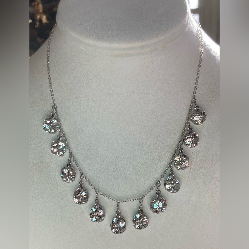 KATE SPADE Signed, Dangling Crystal Ball Collar Necklace